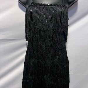 Elegant Black Fringe Dress